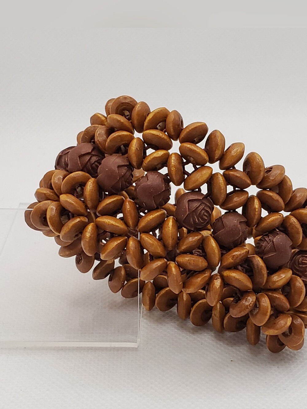 Wooden Bead Stretch Bracelet - Brown